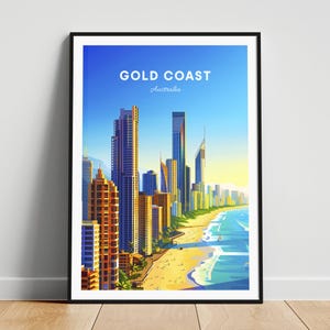 Gold Coast travel print - Australia travel poster, Gold Coast poster, Gold Coast travel poster, Personalized Gift, Wedding gift, Custom Text