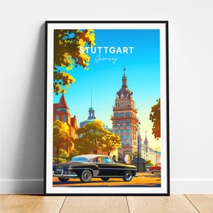 Stuttgart travel print - Germany travel poster, Stuttgart poster, Stuttgart Germany poster, Personalized Gift, Wedding gift, Custom Text
