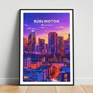 Burlington travel print - US travel poster, Burlington poster, Burlington North Carolina, Personalized Gift, Wedding gift, Custom Text