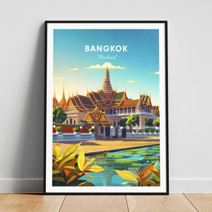 Bangkok travel print - Thailand wall art, Bangkok poster, Thailand print, Personalized gift poster, Minimalist poster, Wedding gift