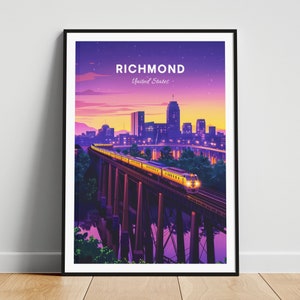 Richmond travel print - US wall art, Richmond poster, Virginia poster, Personalized Gift, Wedding gift, Custom Text