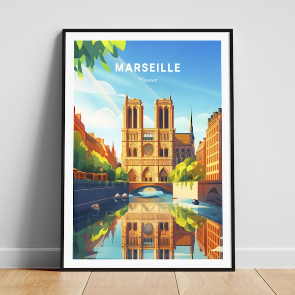 Marseille travel print - France wall art, Marseille poster, France print, Personalized gift poster, Minimalist poster, Wedding gift