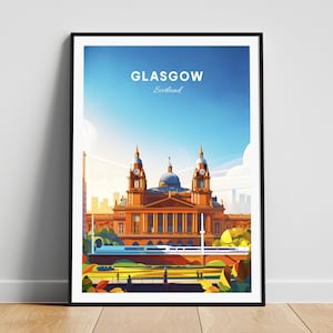 Glasgow travel print - Scotland wall art, Glasgow poster, Scotland print, Personalized gift poster, Minimalist poster, Wedding gift