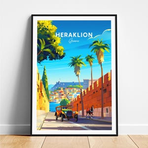 Heraklion travel print - Greece travel poster, Heraklion poster, Heraklion Greece poster, Personalized Gift, Wedding gift, Custom Text