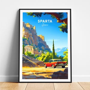 Sparta travel print - Greece travel poster, Sparta poster, Sparta Greece poster, Personalized Gift, Wedding gift, Custom Text