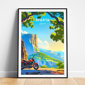 Sparta travel print - Greece travel poster, Sparta poster, Sparta Greece poster, Personalized Gift, Wedding gift, Custom Text