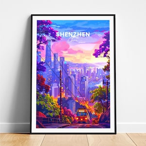 Shenzhen travel print - China travel poster, Shenzhen poster, Shenzhen China poster, Personalized Gift, Wedding gift, Custom Text
