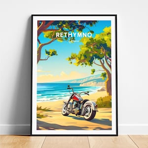 Impression de voyage à Réthymnon - Affiche de voyage en Grèce, affiche de Réthymnon, affiche de Réthymnon en Grèce, cadeau personnalisé, cadeau de mariage, texte personnalisé