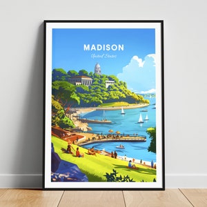 Madison travel print - US wall art, Madison poster, Wisconsin poster, Personalized Gift, Wedding gift, Custom Text