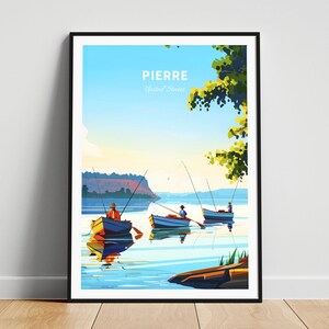 Pierre travel print - US travel poster, Pierre poster, Pierre South Dakota poster, Personalized Gift, Wedding gift, Custom Text