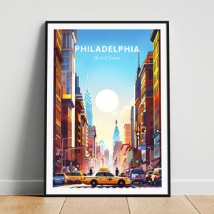Philadelphia travel print - United States wall art, Philadelphia poster, Pennsylvania poster, Personalized Gift, Wedding gift, Custom Text