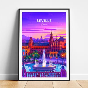 Impresión de viaje a Sevilla - Póster de viaje a España, Póster de Sevilla, Póster de Sevilla España, Regalo personalizado, Regalo de boda, Texto personalizado