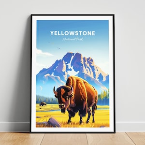 Yellowstone National Park poster, Yellowstone poster, YNP poster, Yellowstone print, Geyserland poster, National Park poster