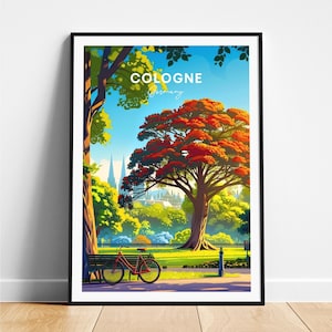 Cologne travel print - Germany travel poster, Cologne poster, Cologne Germany poster, Personalized Gift, Wedding gift, Custom Text
