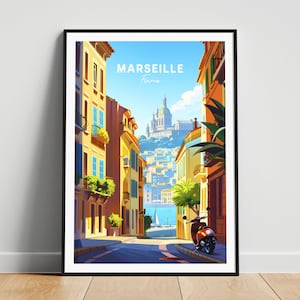 Impresión de viaje de Marsella - Póster de viaje de Francia, Póster de Marsella, Póster de Marsella Francia, Regalo personalizado, Regalo de boda, Texto personalizado