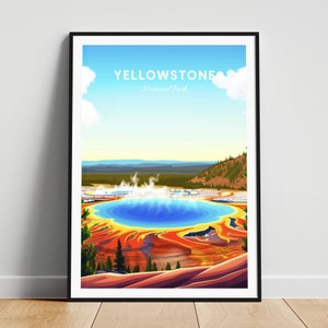 Yellowstone National Park poster, Yellowstone poster, YNP poster, Yellowstone print, Geyserland poster, National Park poster