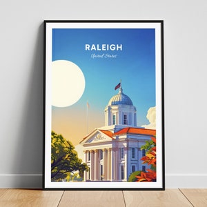 Raleigh travel print - United States wall art, Raleigh poster, North Carolina poster, Personalized Gift, Wedding gift, Custom Text
