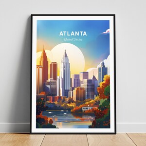 Atlanta travel print - United States wall art, Atlanta poster, Georgia poster, Personalized Gift, Wedding gift, Custom Text