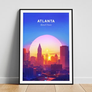 Atlanta travel print - United States wall art, Atlanta poster, Georgia poster, Personalized Gift, Wedding gift, Custom Text