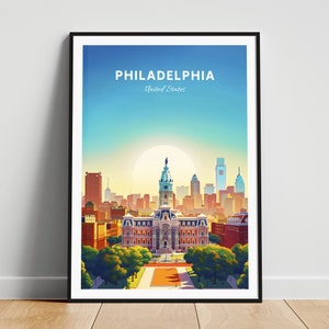 Philadelphia travel print - United States wall art, Philadelphia poster, Pennsylvania poster, Personalized Gift, Wedding gift, Custom Text