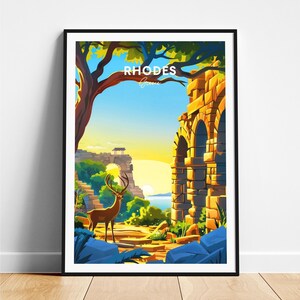 Rhodes travel print - Greece travel poster, Rhodes poster, Rhodes Greece poster, Personalized Gift, Wedding gift, Custom Text