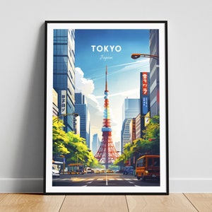 Impresión de viaje de Tokio - Arte de la pared de Japón, cartel de Tokio, impresión de Japón, cartel de regalo personalizado, cartel minimalista, regalo de boda