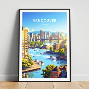 Impresión de viaje de Vancouver: póster de viaje de Canadá, póster de Vancouver, póster de Vancouver BC, regalo personalizado, regalo de boda, texto personalizado