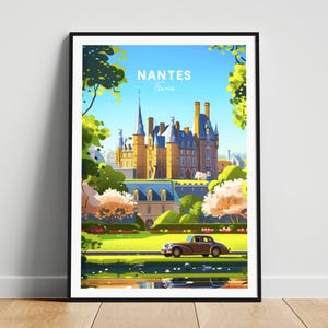 Nantes travel print - France travel poster, Nantes poster, Nantes France poster, Personalized Gift, Wedding gift, Custom Text
