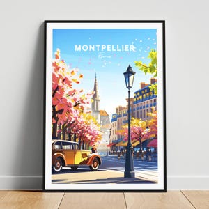 Montpellier travel print - France travel poster, Montpellier poster, Montpellier France poster, Personalized Gift, Wedding gift, Custom Text