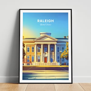 Raleigh travel print - United States wall art, Raleigh poster, North Carolina poster, Personalized Gift, Wedding gift, Custom Text