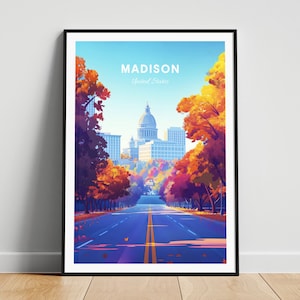 Madison travel print - US wall art, Madison poster, Wisconsin poster, Personalized Gift, Wedding gift, Custom Text