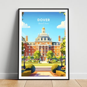 Dover travel print - US travel poster, Dover poster, Delaware poster, Personalized Gift, Wedding gift, Custom Text