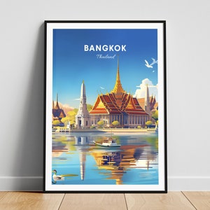 Bangkok travel print - Thailand wall art, Bangkok poster, Thailand print, Personalized gift poster, Minimalist poster, Wedding gift