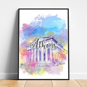 Athens travel print - Greece travel poster, Athens poster, Athens Greece poster, Modern poster