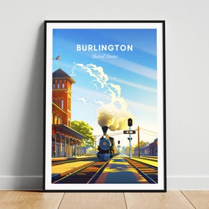 Burlington travel print - US travel poster, Burlington poster, Burlington North Carolina, Personalized Gift, Wedding gift, Custom Text