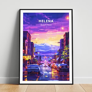Impression de voyage Helena - Affiche de voyage aux États-Unis, affiche Helena, affiche Helena Montana, cadeau personnalisé, cadeau de mariage, texte personnalisé