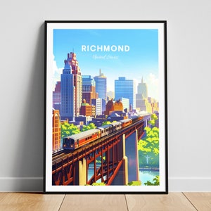 Richmond travel print - US wall art, Richmond poster, Virginia poster, Personalized Gift, Wedding gift, Custom Text