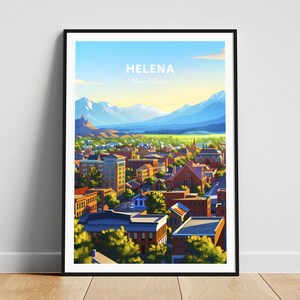 Impression de voyage Helena - Affiche de voyage aux États-Unis, affiche Helena, affiche Helena Montana, cadeau personnalisé, cadeau de mariage, texte personnalisé