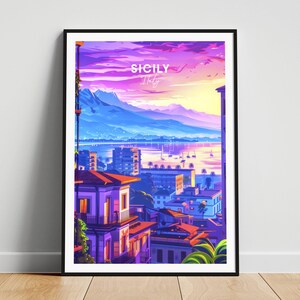 Sicily travel print - Italy travel poster, Sicily poster, Sicily Italy poster, Personalized Gift, Wedding gift, Custom Text