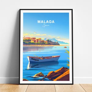 Malaga travel print - Spain travel poster, Malaga poster, Malaga Spain poster, Personalized Gift, Wedding gift, Custom Text