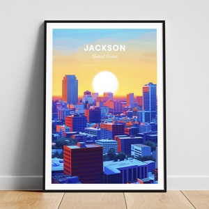 Jackson travel print - US travel poster, Jackson poster, Jackson Mississippi poster, Personalized Gift, Wedding gift, Custom Text