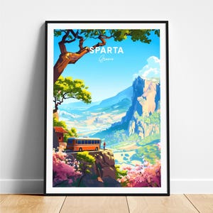 Sparta travel print - Greece travel poster, Sparta poster, Sparta Greece poster, Personalized Gift, Wedding gift, Custom Text