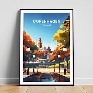Copenhagen travel print - Denmark wall art, Copenhagen poster, Denmark print, Personalized gift poster, Minimalist poster, Wedding gift