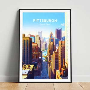 Pittsburgh travel print - US travel poster, Pittsburgh poster, Pittsburgh Pennsylvania poster, Personalized Gift, Wedding gift, Custom Text