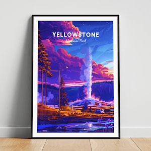 Yellowstone National Park poster, Yellowstone poster, YNP poster, Yellowstone print, Geyserland poster, National Park poster