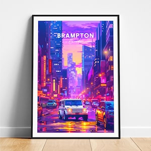 Brampton travel print - Canada travel poster, Brampton poster, Brampton Ontario poster, Personalized Gift, Wedding gift, Custom Text