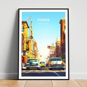 Pierre travel print - US travel poster, Pierre poster, Pierre South Dakota poster, Personalized Gift, Wedding gift, Custom Text