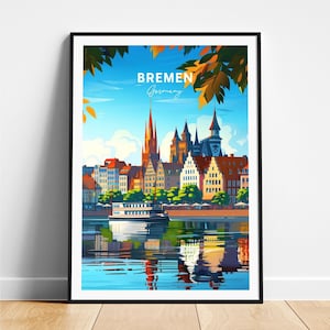 Bremen travel print - Germany travel poster, Bremen poster, Bremen Germany poster, Personalized Gift, Wedding gift, Custom Text