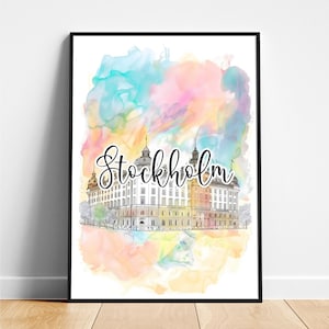 Stockholm travel print - Sweden travel poster, Stockholm poster, Stockholm Sweden poster, Modern poster