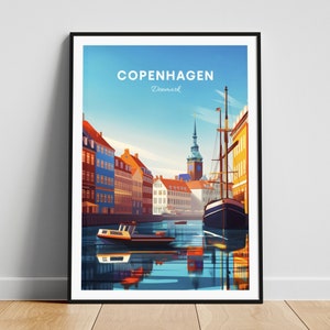 Copenhagen travel print - Denmark wall art, Copenhagen poster, Denmark print, Personalized gift poster, Minimalist poster, Wedding gift